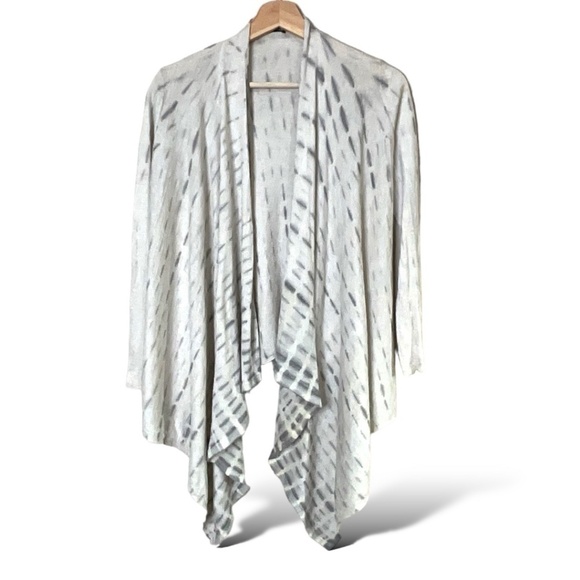 EILEEN FISHER Baby Alpaca Silk Blend Tie Dye Waterfall Front Cropped Cardigan S - Picture 3 of 8
